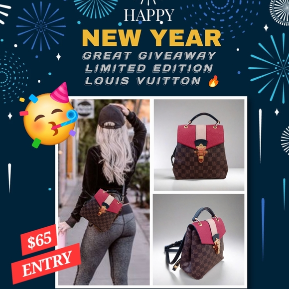 GIVEAWAY 🔥 LOUIS VUITTON LIMITED EDITION RED DAMIER EBENE MINI CLAPTON BACKPACK - Picture 1 of 16